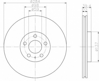 HELLA PAGID 8dd355105491 -  Тормозной диск